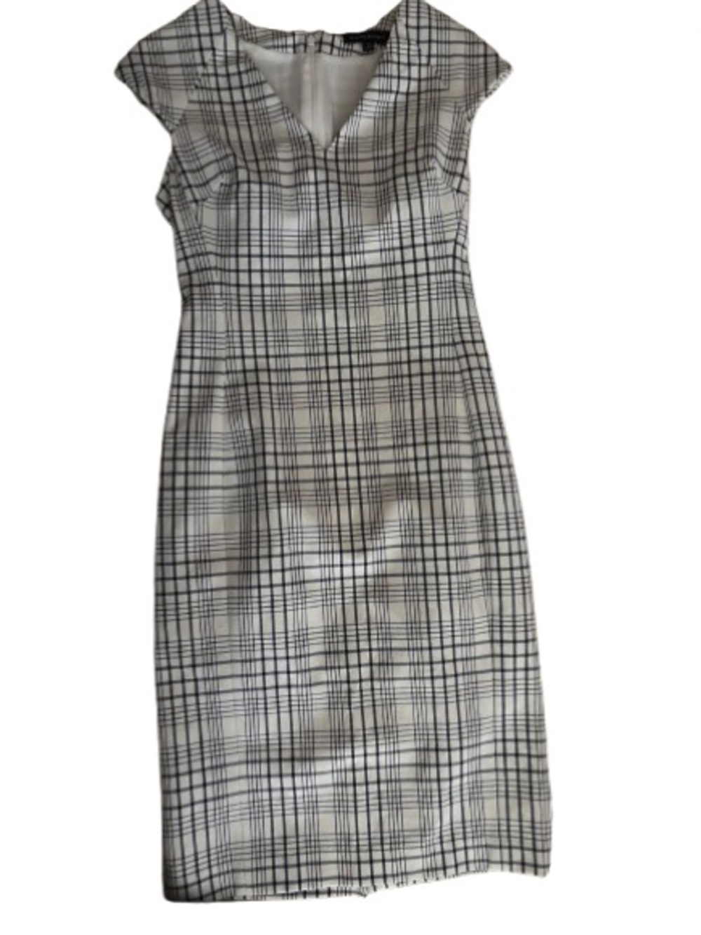 Banana Republic Black & White Plaid Cap-Sleeve Sheath Dress